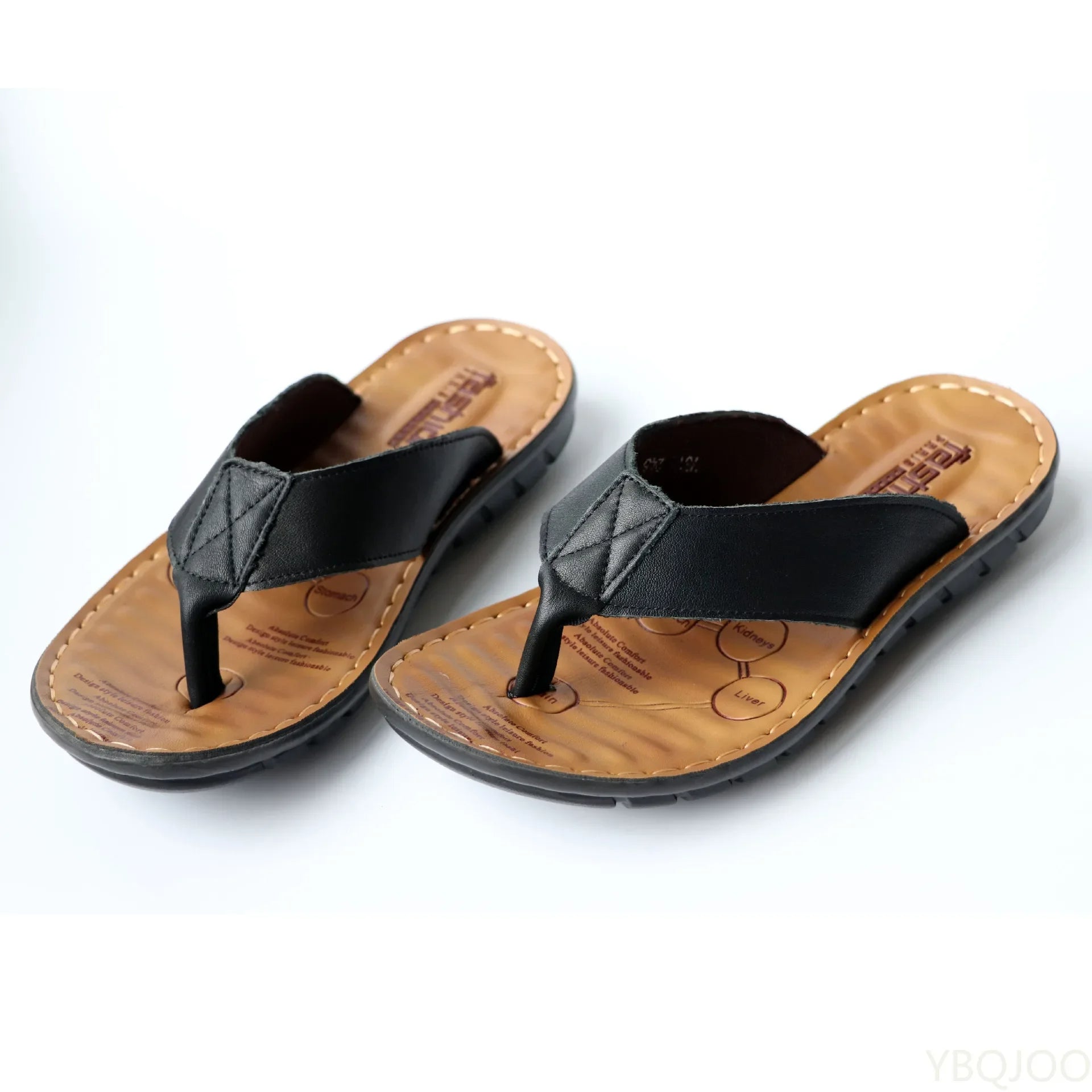 Men's Leather Summer Slides, Non-Slip