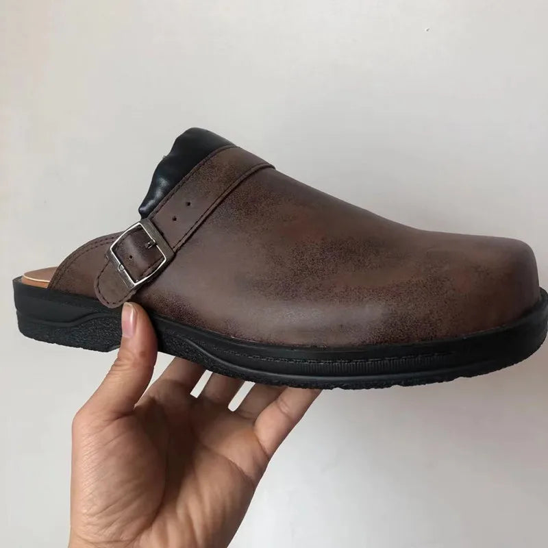 Men's Orthopedic Leather Slippers, Durable