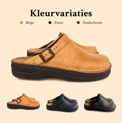 Men's Orthopedic Leather Slippers with Adjustment
