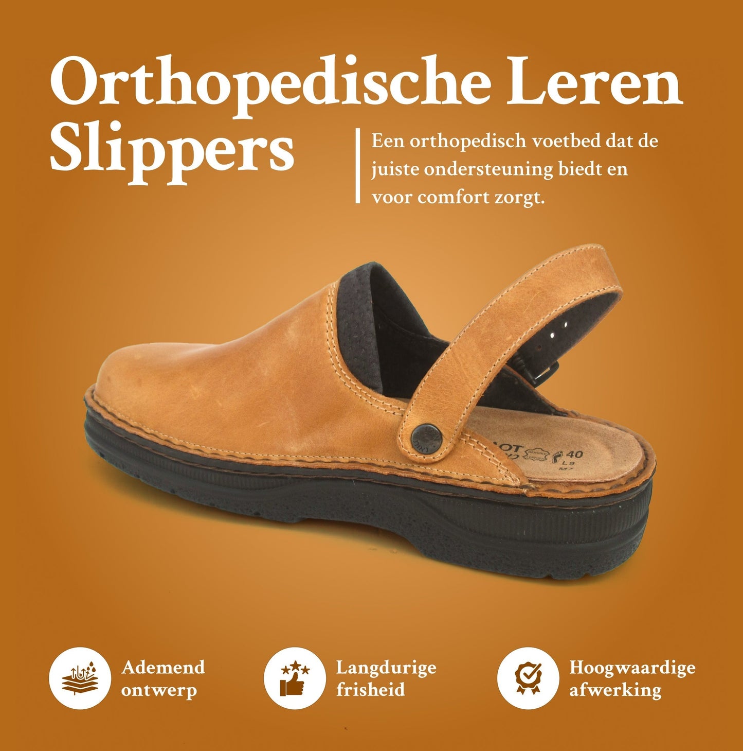 Men's Orthopedic Leather Slippers with Adjustment