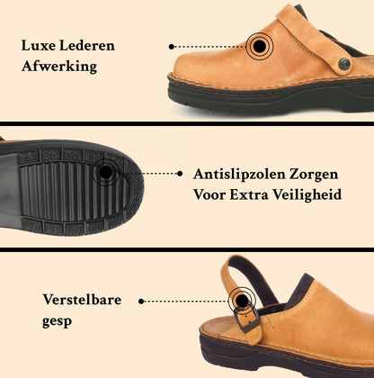 Men's Orthopedic Leather Slippers with Adjustment