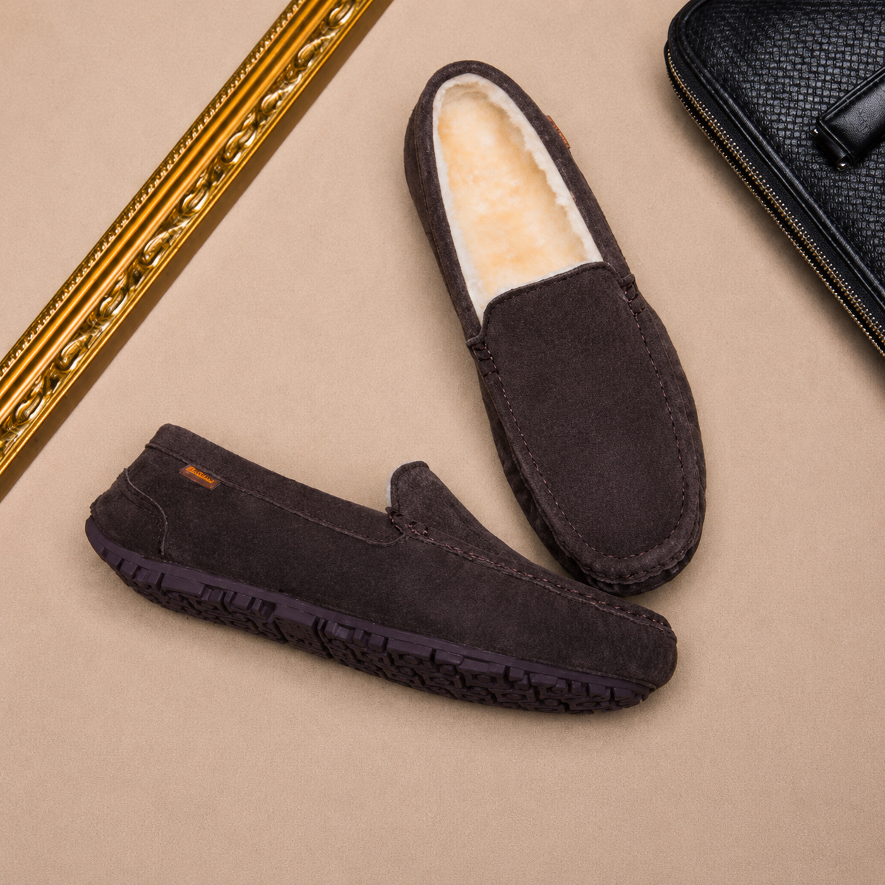 Men's Sheep's Wool Slippers, Non-Slip