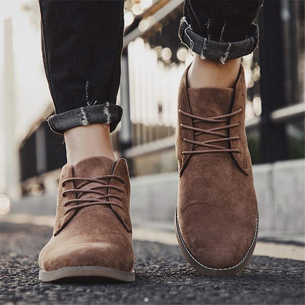 Men's Suede Ankle-Height Lace-Up Shoes