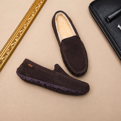 Men's Suede Slippers in Lambskin, Warm