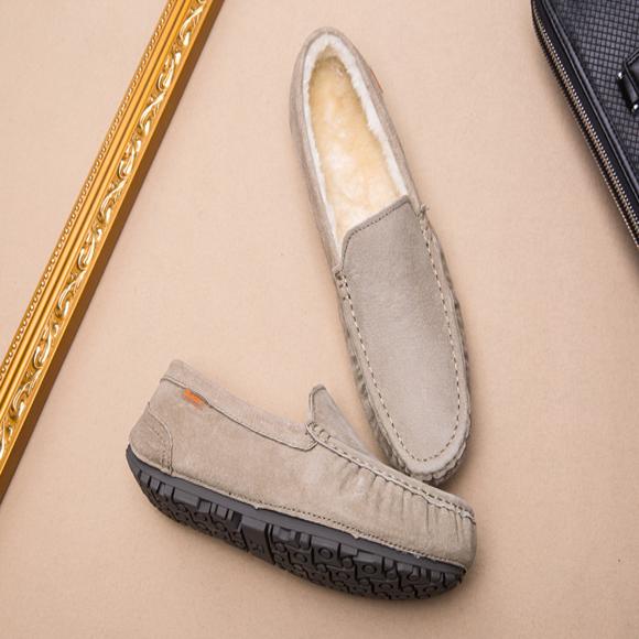 Men's Suede Slippers in Lambskin, Warm