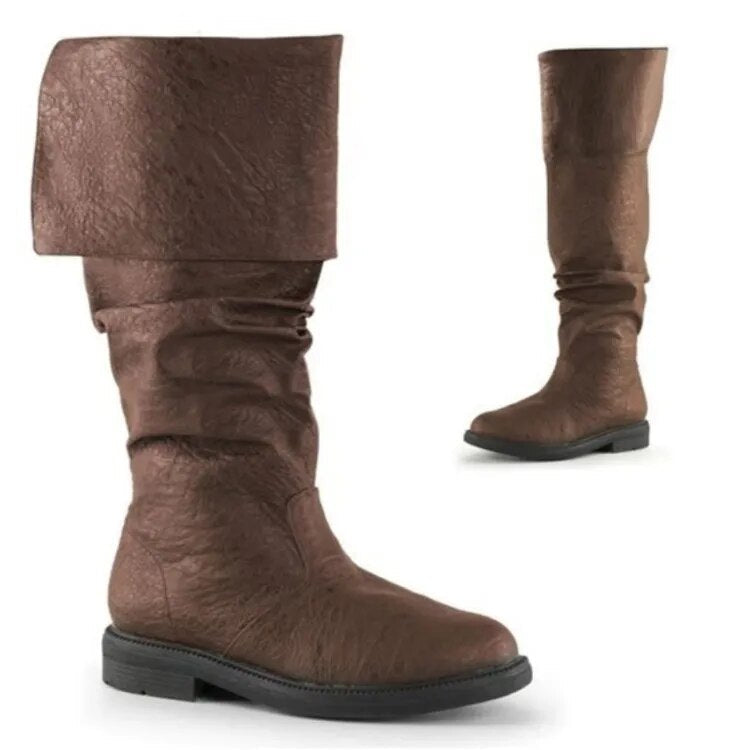Men's Tall Boots with a Denim Pattern
