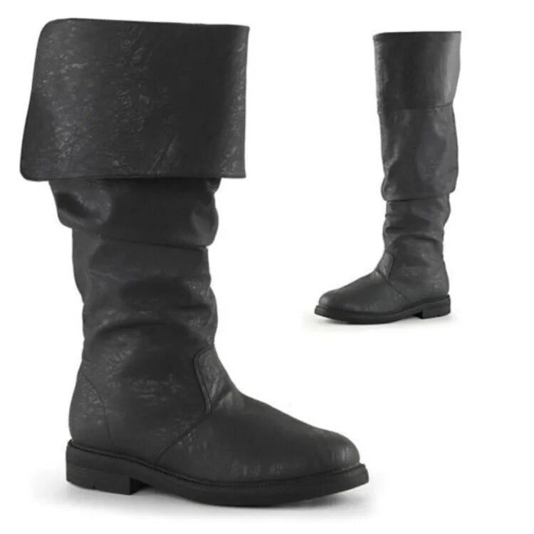 Men's Tall Boots with a Denim Pattern
