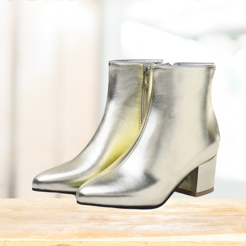 Women's Ankle Boots with a Glossy Finish