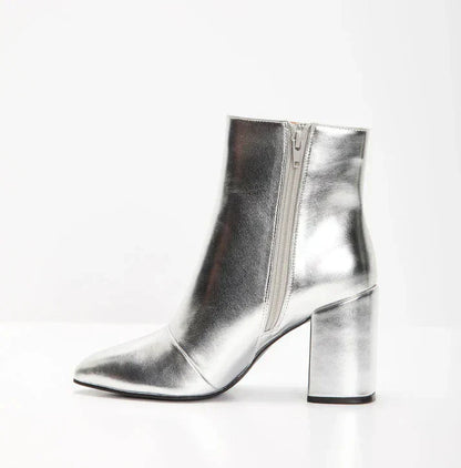 Women's Ankle Boots with a Metallic Finish