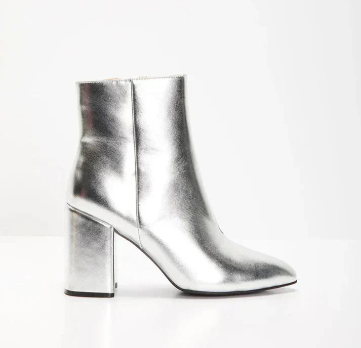 Women's Ankle Boots with a Metallic Finish
