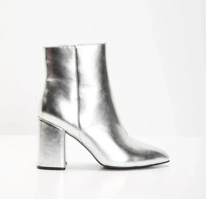 Women's Ankle Boots with a Metallic Finish