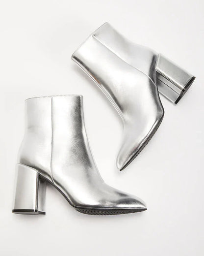 Women's Ankle Boots with a Metallic Finish