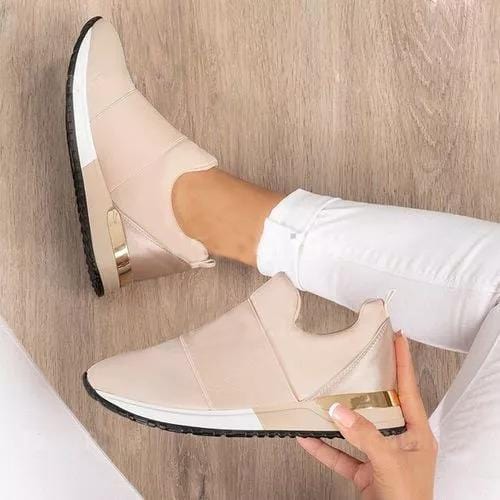 Women's Breathable Sneakers with Gold Accents
