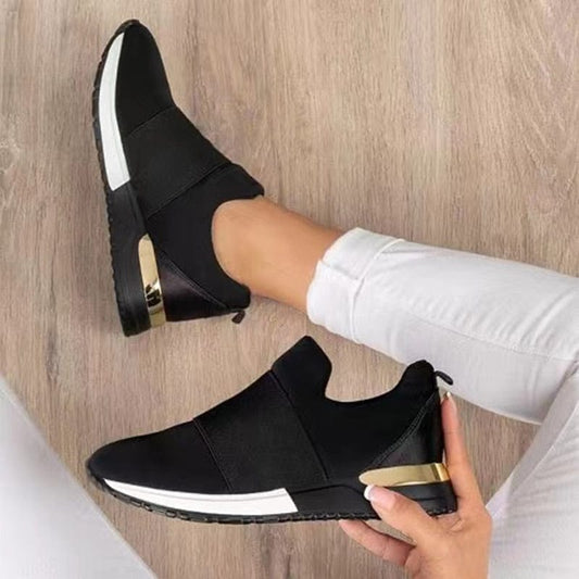 Women's Breathable Sneakers with Gold Accents