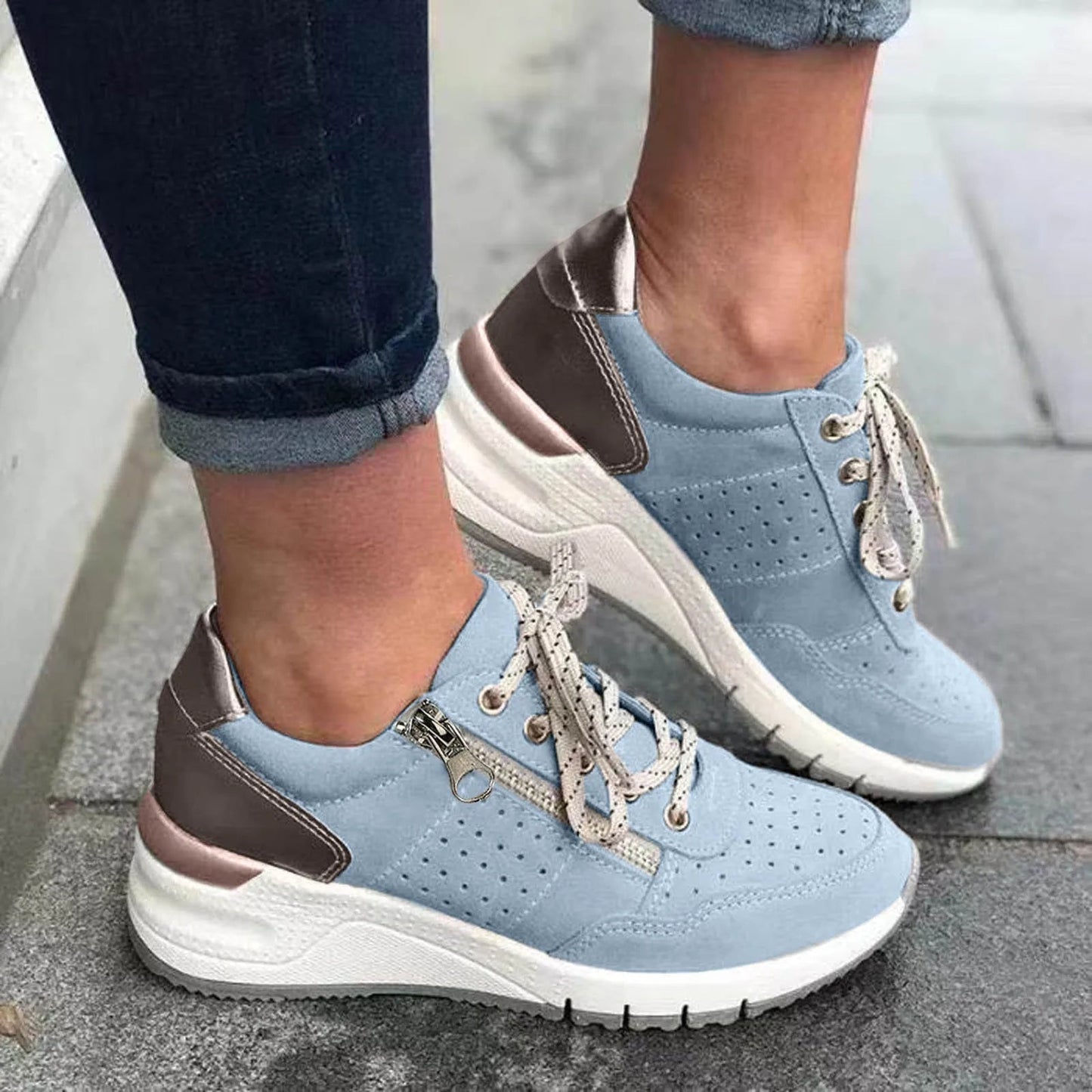Women's Chunky-Sole Lace-Up Sneakers