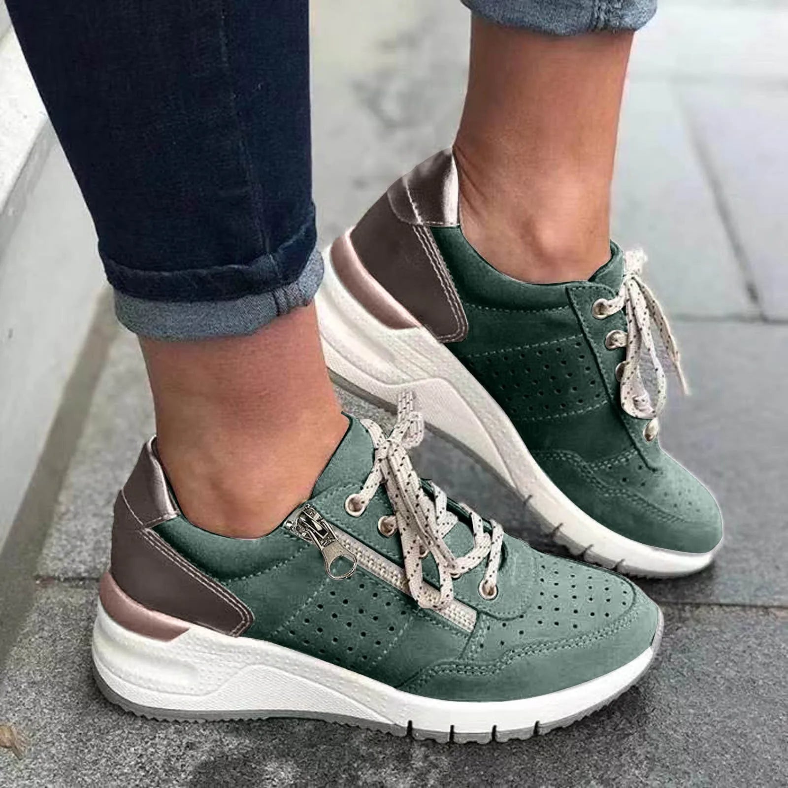 Women's Chunky-Sole Lace-Up Sneakers