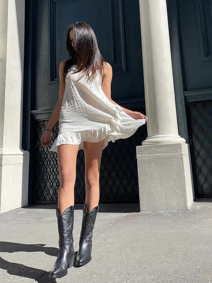 Women's Cowboy Boots with Metallic Finish