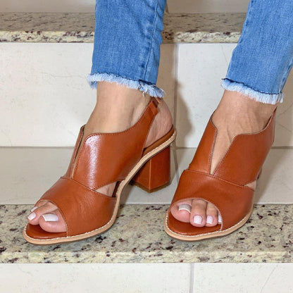 Women's Elegant Block-Heel Sandals with Adjustment