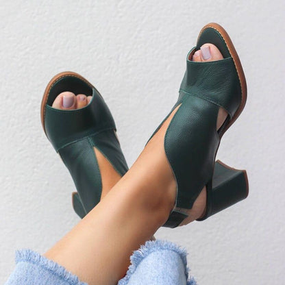 Women's Elegant Block-Heel Sandals with Adjustment