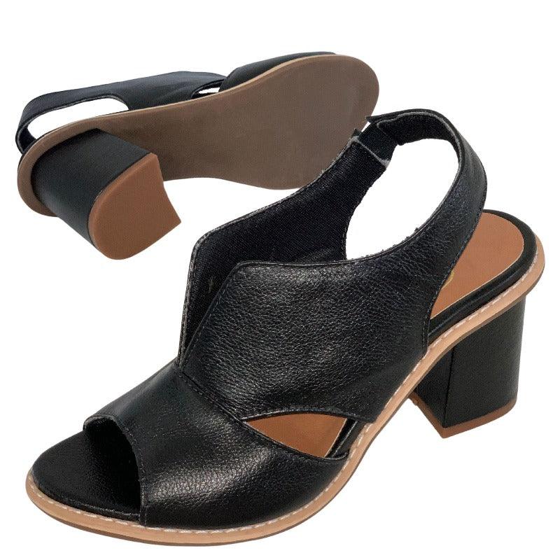 Women's Elegant Block-Heel Sandals with Adjustment