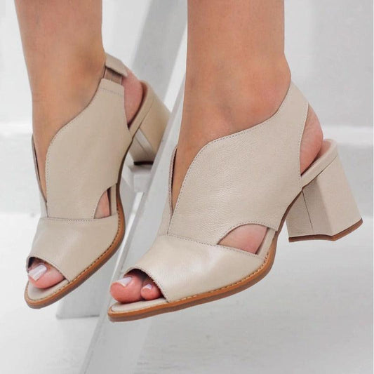 Women's Elegant Block-Heel Sandals with Adjustment