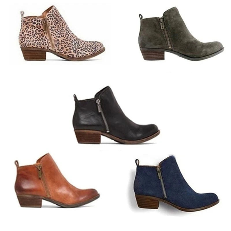 Women's Elegant Retro-Style Heeled Ankle Boots