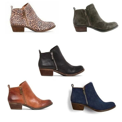 Women's Elegant Retro-Style Heeled Ankle Boots