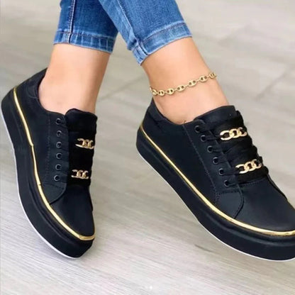 Women's Elegant Sneakers with Gold Detail