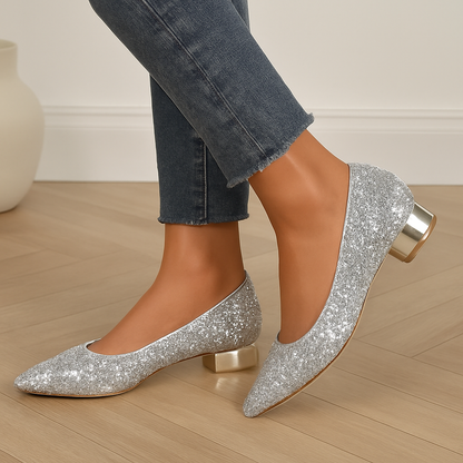 Women's Glitter Ballet Flats with Pointed Toe