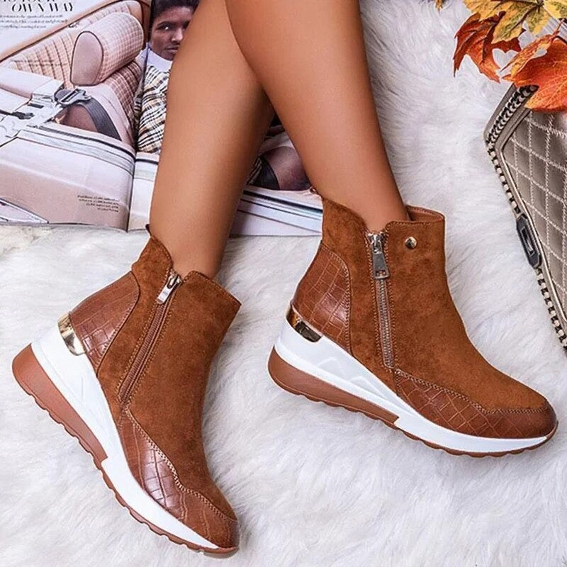 Women's Heeled Ankle Boots with Decorative Details