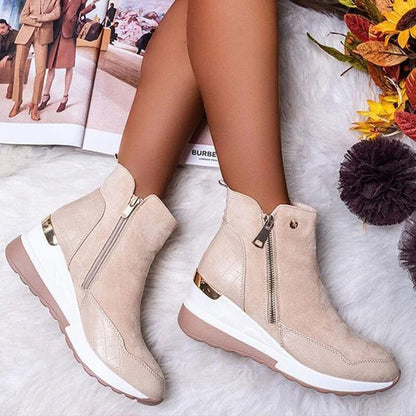 Women's Heeled Ankle Boots with Decorative Details