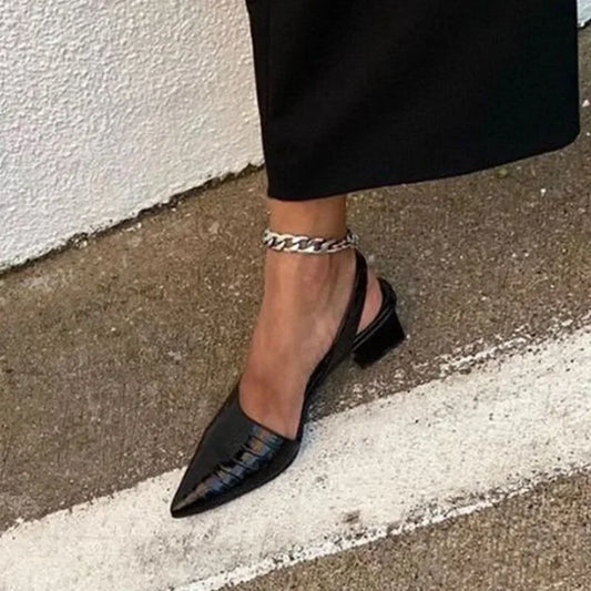 Women's Heeled Pumps with Snakeskin Print
