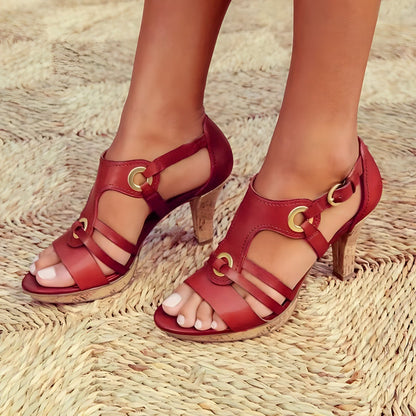 Women's Heeled Sandals with Metal Accents