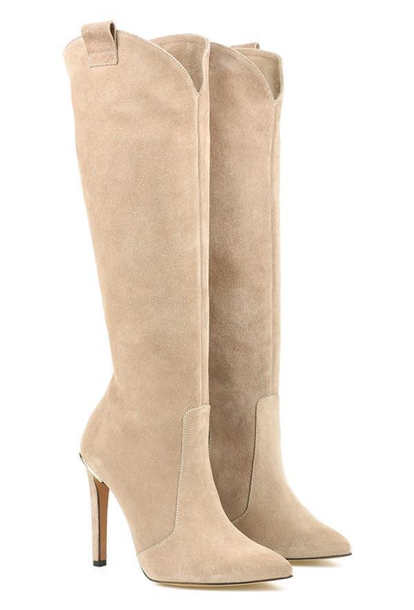 Women's Leather Boots with a Stable Heel