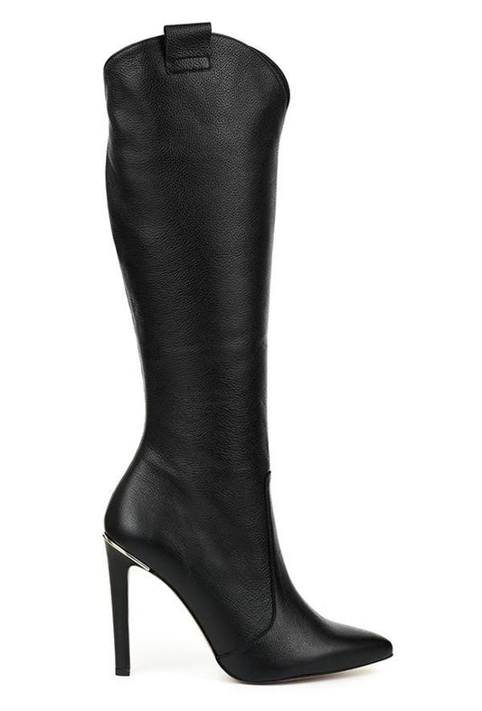 Women's Leather Boots with a Stable Heel