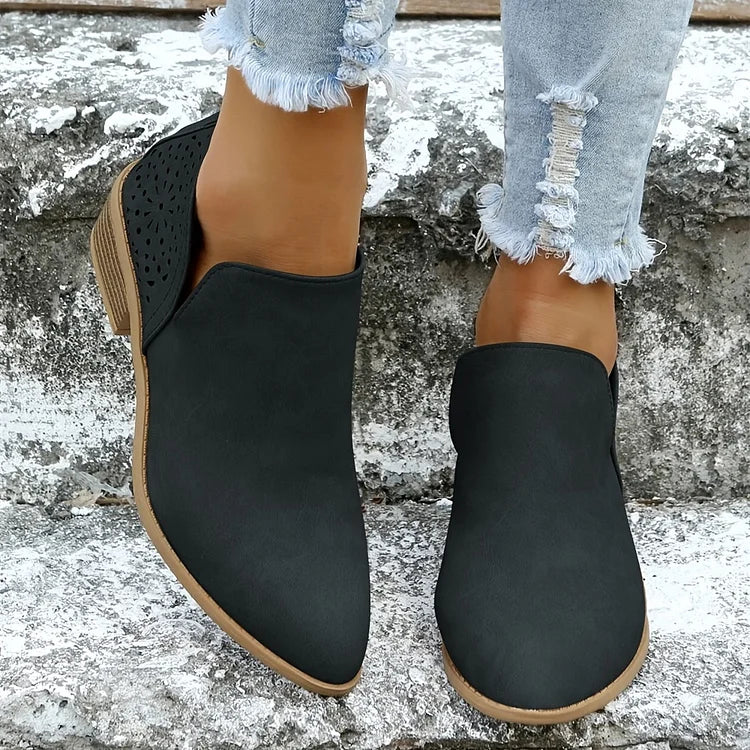 Women's Leather Low-Heel Shoes for Summer
