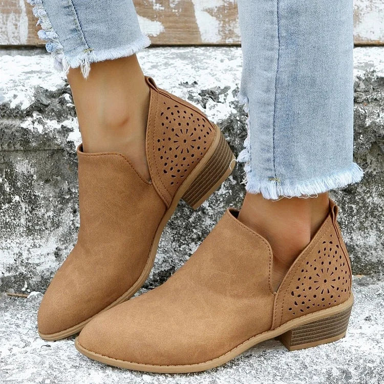 Women's Leather Low-Heel Shoes for Summer