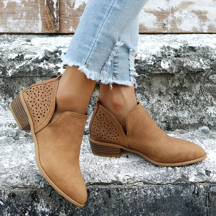 Women's Leather Low-Heel Shoes for Summer