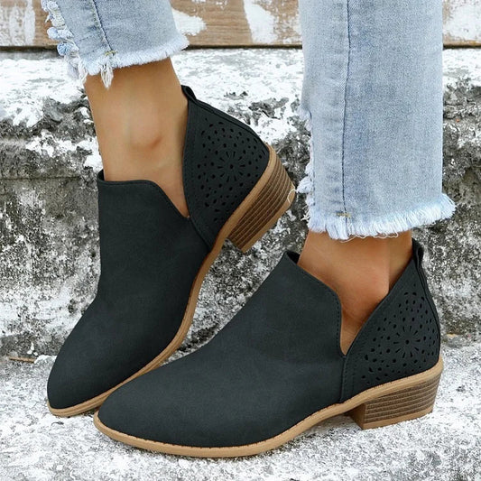 Women's Leather Low-Heel Shoes for Summer