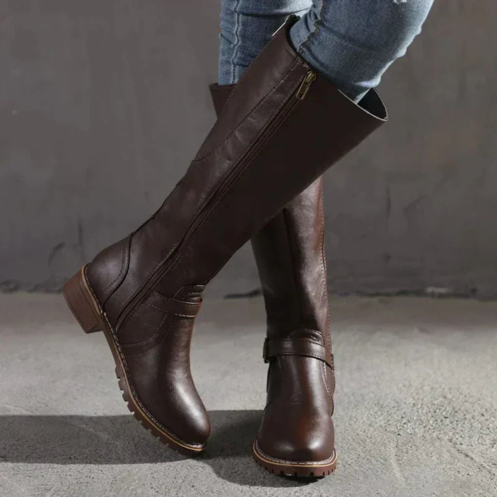 Women's Leather Over-the-Knee Heeled Boots