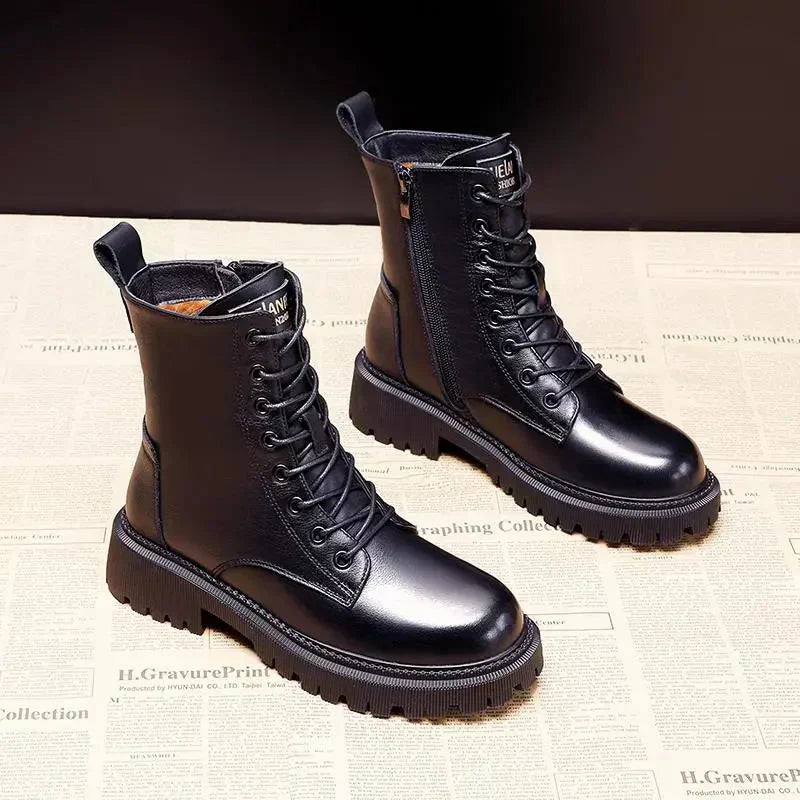 Women's Leather Winter Boots with Wool Lining