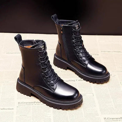 Women's Leather Winter Boots with Wool Lining