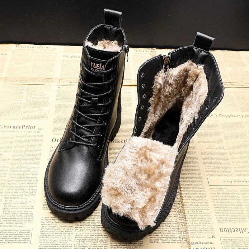 Women's Leather Winter Boots with Wool Lining