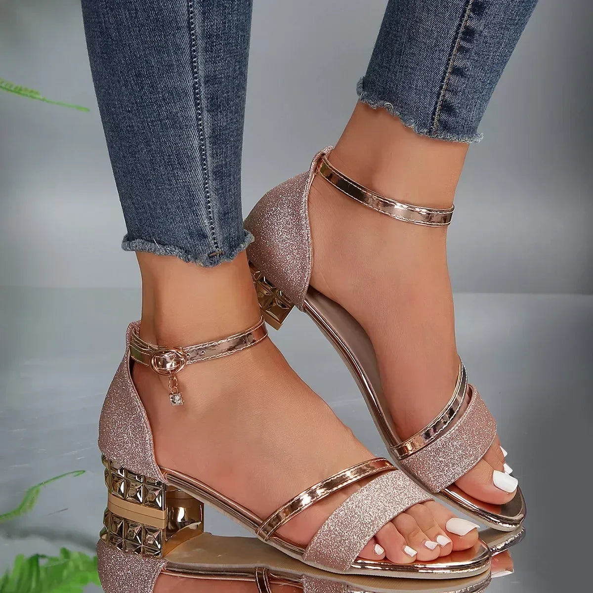 Women's Orthopedic Heeled Sandals with Straps