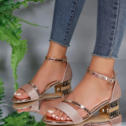 Women's Orthopedic Heeled Sandals with Straps