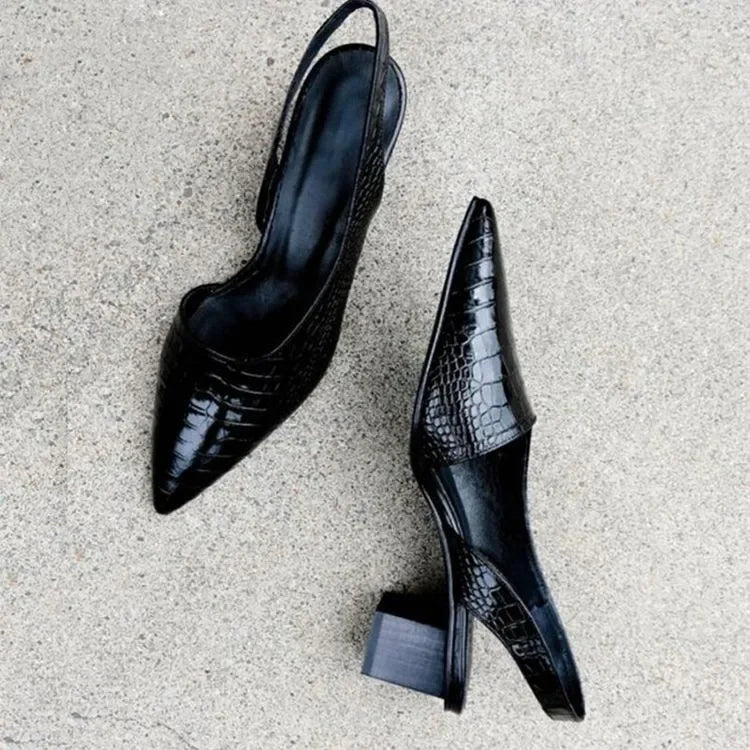 Women's Orthopedic Pumps with Crocodile Print