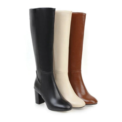 Women's Over-the-Knee Heeled Boots with Zip
