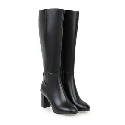 Women's Over-the-Knee Heeled Boots with Zip