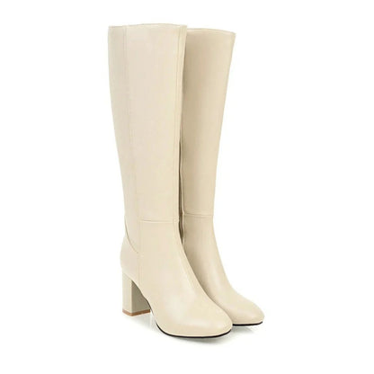 Women's Over-the-Knee Heeled Boots with Zip