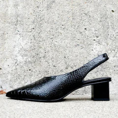 Women's Slingback Block-Heel Pumps with Pointed Toe